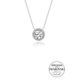 Söğütlü Silver SGTL20518KOLYE Gümüş Swarovski Taşlı Pırlanta Modeli Yuvarlak Kadın Kolye