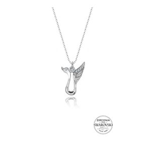Söğütlü Silver SGTL20529 Gümüş Swarovski Taşlı Pırlanta Modeli Kadın Kuğu Kolye