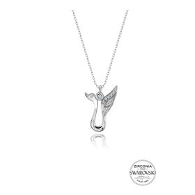Söğütlü Silver SGTL20529 Gümüş Swarovski Taşlı Pırlanta Modeli Kadın Kuğu Kolye