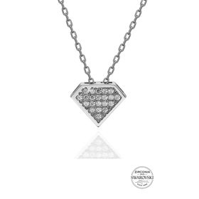 Söğütlü Silver SGTL20535 Gümüş Swarovski Taşlı Pırlanta Modeli Kadın Piramit Kolye