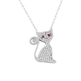 Söğütlü Silver SGTL2118 Rodyumyu Zirkon Taşlı Kedi Kolye