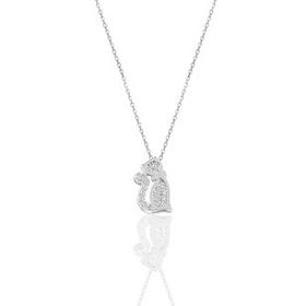 Söğütlü Silver SGTL2118 Rodyumyu Zirkon Taşlı Kedi Kolye