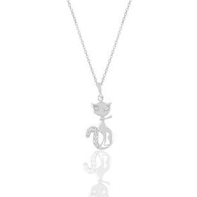 Söğütlü Silver SGTL2118 Rodyumyu Zirkon Taşlı Kedi Kolye