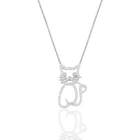 Söğütlü Silver SGTL2118 Rodyumyu Zirkon Taşlı Kedi Kolye