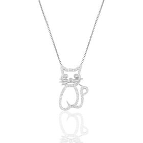 Söğütlü Silver SGTL2118 Rodyumyu Zirkon Taşlı Kedi Kolye