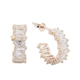 Söğütlü Silver SGTL2764 Rose Baget Taşlı Rose Halka Gümüş Küpe