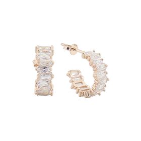Söğütlü Silver SGTL2764 Rose Baget Taşlı Rose Halka Gümüş Küpe