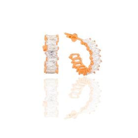 Söğütlü Silver SGTL2764 Rose Baget Taşlı Rose Halka Gümüş Küpe