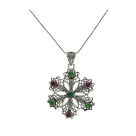 Söğütlü Silver SGTL3280 Doğaltaşlı Kartanesi Telkari Kolye
