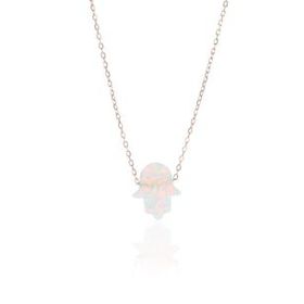 Söğütlü Silver SGTL4168 Opal Taşlı Fatma Ana Eli Kadın Kolye