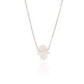 Söğütlü Silver SGTL4168 Opal Taşlı Fatma Ana Eli Kadın Kolye