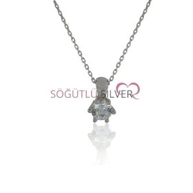 Söğütlü Silver SGTL4513 Swarovski Tek Taş Kadın Gümüş Kolye