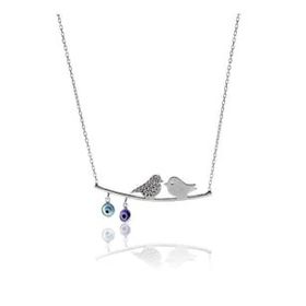 Söğütlü Silver SGTL5710 Daldaki Kuşlar Rose Kadın Gümüş Kolye