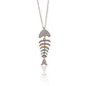 Söğütlü Silver SGTL6801 Renklı Taşlı Mineli Balık Kadın Kolye