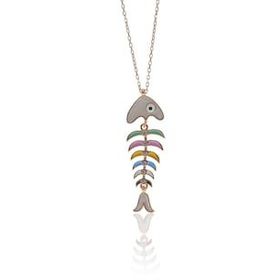 Söğütlü Silver SGTL6801 Renklı Taşlı Mineli Balık Kadın Kolye