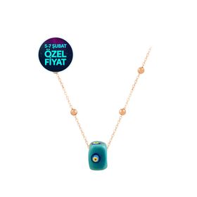 Söğütlü Silver SGTL7308 925 Ayar Gümüş Turkuaz Taşlı Mineli Top Top Zincirli Kolye
