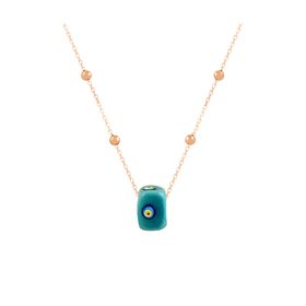 Söğütlü Silver SGTL7308 925 Ayar Gümüş Turkuaz Taşlı Mineli Top Top Zincirli Kolye