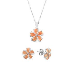 Söğütlü Silver SGTL7525 Kadın Kristalize Taşlı Çiçekli İkili Set