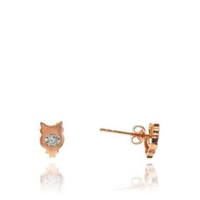 Söğütlü Silver SGTL7916 925 Ayar Gümüş Rose Zirkon Taşlı Mini Pırlanta Modeli Baykuş Küpe