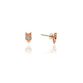 Söğütlü Silver SGTL7916 925 Ayar Gümüş Rose Zirkon Taşlı Mini Pırlanta Modeli Baykuş Küpe