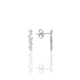 Söğütlü Silver SGTL7918 925 Ayar Gümüş Rose Zirkon Taşlı Mini Pırlanta Modeli Yaprak Küpe