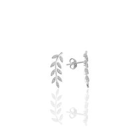 Söğütlü Silver SGTL7918 925 Ayar Gümüş Rose Zirkon Taşlı Mini Pırlanta Modeli Yaprak Küpe