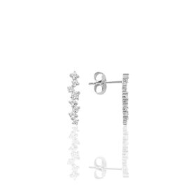Söğütlü Silver SGTL7918 925 Ayar Gümüş Rose Zirkon Taşlı Mini Pırlanta Modeli Yaprak Küpe