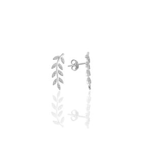 Söğütlü Silver SGTL7918 925 Ayar Gümüş Rose Zirkon Taşlı Mini Pırlanta Modeli Yaprak Küpe