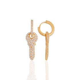 Söğütlü Silver SGTL7920 925 Ayar Gümüş Rose Zirkon Taşlı Mini Pırlanta Modeli Anahtar Küpe