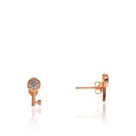 Söğütlü Silver SGTL7920 925 Ayar Gümüş Rose Zirkon Taşlı Mini Pırlanta Modeli Anahtar Küpe