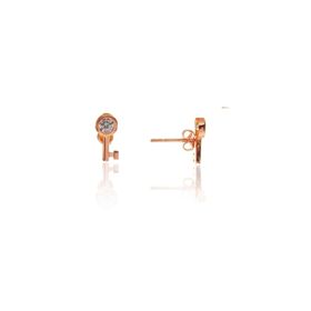 Söğütlü Silver SGTL7920 925 Ayar Gümüş Rose Zirkon Taşlı Mini Pırlanta Modeli Anahtar Küpe