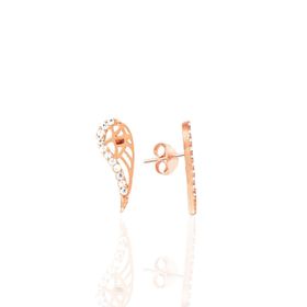 Söğütlü Silver SGTL7921 925 Ayar Gümüş Rose Zirkon Taşlı Mini Pırlanta Modeli Kanat Küpe