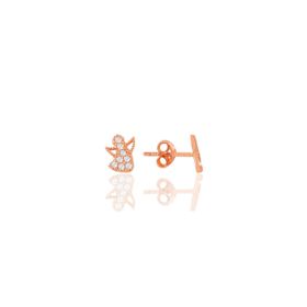 Söğütlü Silver SGTL7921 925 Ayar Gümüş Rose Zirkon Taşlı Mini Pırlanta Modeli Kanat Küpe