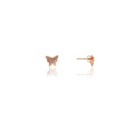 Söğütlü Silver SGTL7923 925 Ayar Gümüş Rose Zirkon Taşlı Mini Pırlanta Modeli Kelebek Küpe