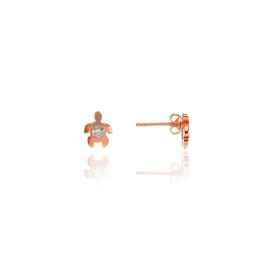 Söğütlü Silver SGTL7925 925 Ayar Gümüş Rose Zirkon Taşlı Mini Pırlanta Modeli Kaplumbağa Küpe