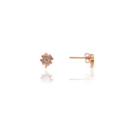 Söğütlü Silver SGTL7929 925 Ayar Gümüş Rose Zirkon Taşlı Mini Pırlanta Modeli Yonca Küpe