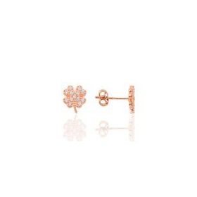 Söğütlü Silver SGTL7929 925 Ayar Gümüş Rose Zirkon Taşlı Mini Pırlanta Modeli Yonca Küpe