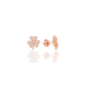 Söğütlü Silver SGTL7929 925 Ayar Gümüş Rose Zirkon Taşlı Mini Pırlanta Modeli Yonca Küpe