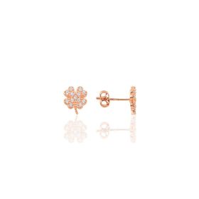 Söğütlü Silver SGTL7929 925 Ayar Gümüş Rose Zirkon Taşlı Mini Pırlanta Modeli Yonca Küpe