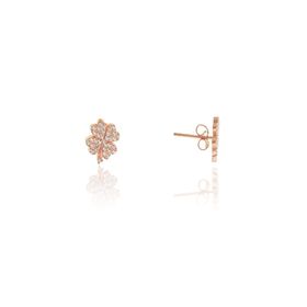 Söğütlü Silver SGTL7929 925 Ayar Gümüş Rose Zirkon Taşlı Mini Pırlanta Modeli Yonca Küpe