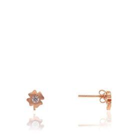 Söğütlü Silver SGTL7929 925 Ayar Gümüş Rose Zirkon Taşlı Mini Pırlanta Modeli Yonca Küpe