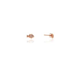 Söğütlü Silver SGTL7930 925 Ayar Gümüş Rose Zirkon Taşlı Mini Pırlanta Modeli Balık Küpe