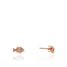 Söğütlü Silver SGTL7930 925 Ayar Gümüş Rose Zirkon Taşlı Mini Pırlanta Modeli Balık Küpe