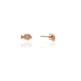 Söğütlü Silver SGTL7930 925 Ayar Gümüş Rose Zirkon Taşlı Mini Pırlanta Modeli Balık Küpe