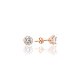 Söğütlü Silver SGTL7934 925 Ayar Gümüş Rose Zirkon Taşlı Mini Pırlanta Modeli Tek Taş Küpe
