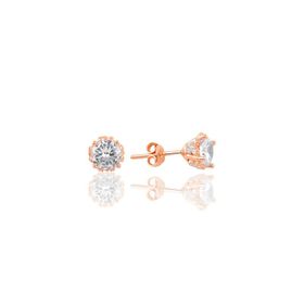 Söğütlü Silver SGTL7934 925 Ayar Gümüş Rose Zirkon Taşlı Mini Pırlanta Modeli Tek Taş Küpe