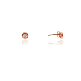 Söğütlü Silver SGTL7934 925 Ayar Gümüş Rose Zirkon Taşlı Mini Pırlanta Modeli Tek Taş Küpe