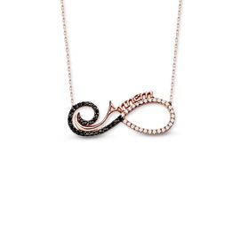 Söğütlü Silver SGTL7950 925 Ayar Gümüş Rose Zirkon ve Onix Taşlı Sonsuz Annem Kolye