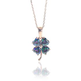 Söğütlü Silver SGTL8238 Mistik Topaz Taşlı Mini Yonca Kadın Kolye