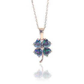 Söğütlü Silver SGTL8238 Mistik Topaz Taşlı Mini Yonca Kadın Kolye